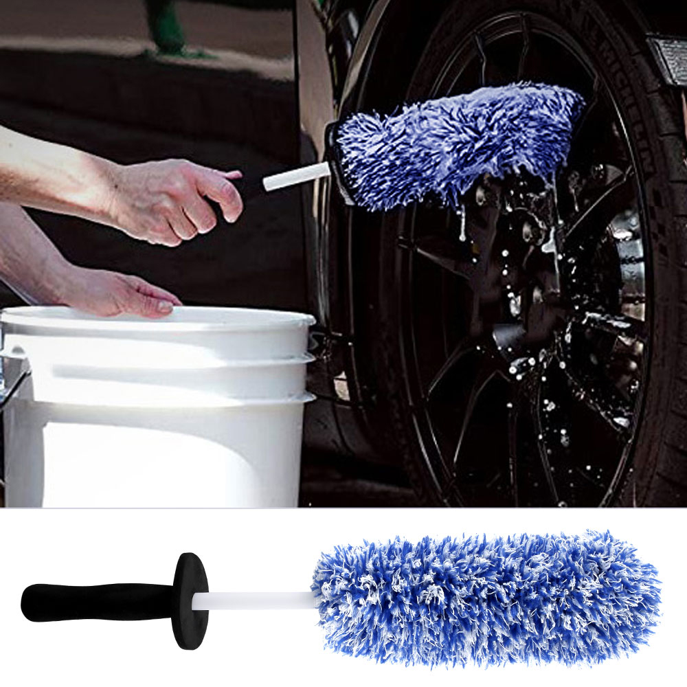 Mlfire Car Tire Brush Microfiber Detail Valet Non-Scratch Motorcycle Rim Care Cleaning Tool, Adult Unisex, Size: 1pcs, Blue